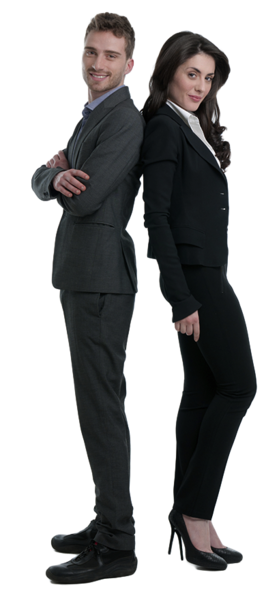 Man and woman in suits